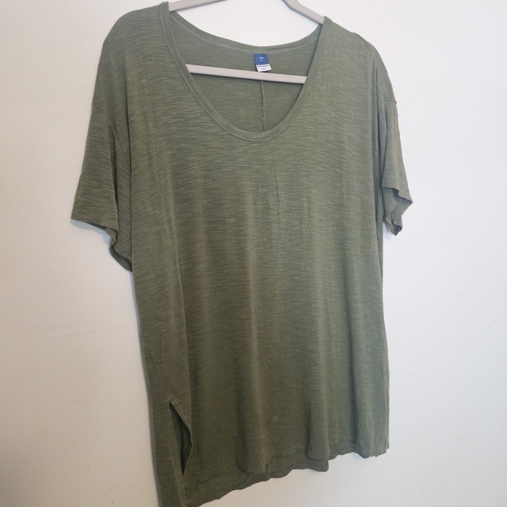 Old Navy Shirt Womens Small Green Stretch Crewneck Short Sleeve Soft‎ Tee Preppy